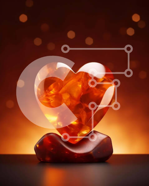 Intra Συλλεκτικό Ξύλινο Παζλ Plywood  4mm - Πολύτιμος λίθος κεχριμπαριού σε σχήμα καρδιάς Σε Ξύλινο Κουτί - Διαστάσεις Puzzle: 10x10 cm – 25 κομμάτια