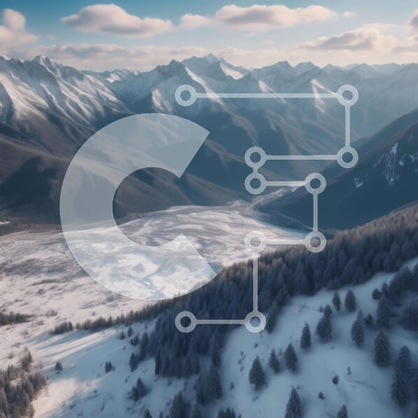 Intra Συλλεκτικό Ξύλινο Παζλ Plywood  4mm - Εναέρια άποψη της χιονισμένης οροσειράς με τους ανθρώπους Σε Ξύλινο Κουτί - Διαστάσεις: 10x10 cm – 25 κομμάτια