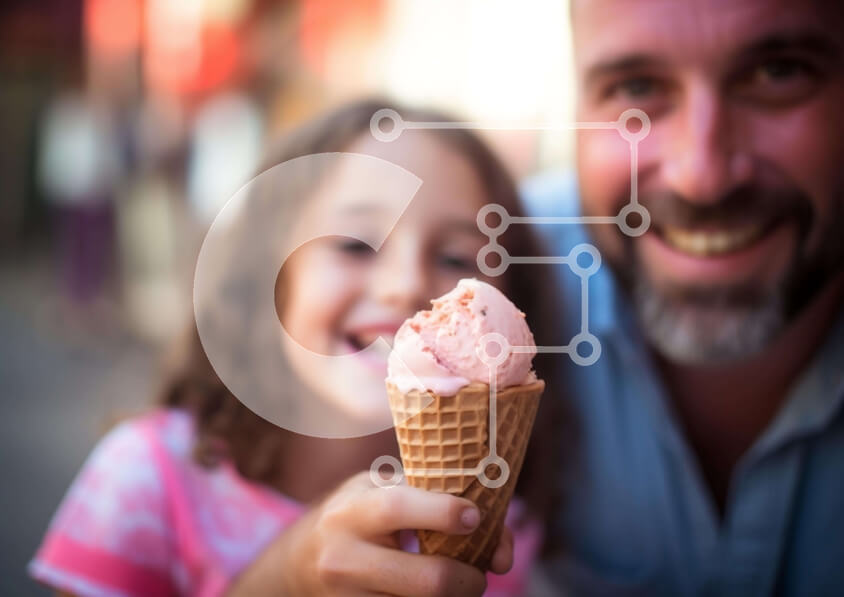 Intra Συλλεκτικό Ξύλινο Παζλ Plywood  4mm - Ευτυχισμένη στιγμή με ένα νεαρό κορίτσι που κρατά ένα χωνάκι παγωτού Σε Ξύλινο Κουτί - Διαστάσεις Puzzle: 10x10 cm – 25 κομμάτια