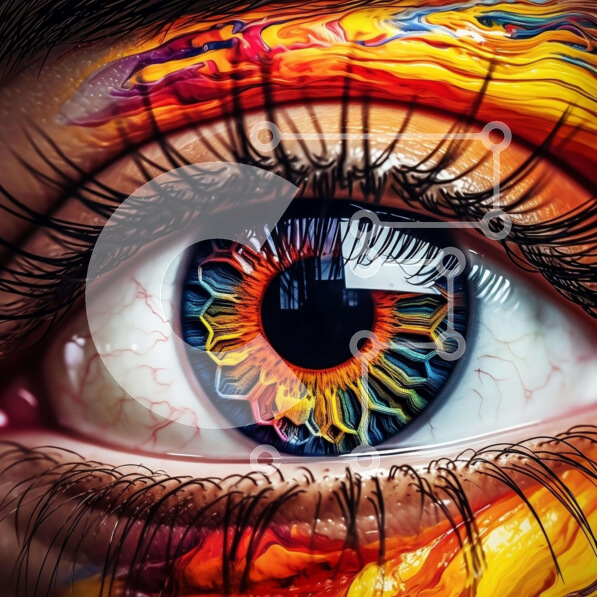 Σετ των 2 Intra Συλλεκτικό Ξύλινο Παζλ Plywood  4mm - Πολύχρωμο ζωγραφισμένο μάτι Σε Ξύλινο Κουτί - Διαστάσεις: 10x10 cm – 25 κομμάτια