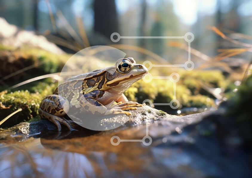 Intra Συλλεκτικό Ξύλινο Παζλ Plywood  4mm - Μικρός βάτραχος σε βράχους βράχους Σε Ξύλινο Κουτί - Διαστάσεις: 10x10 cm – 25 κομμάτια