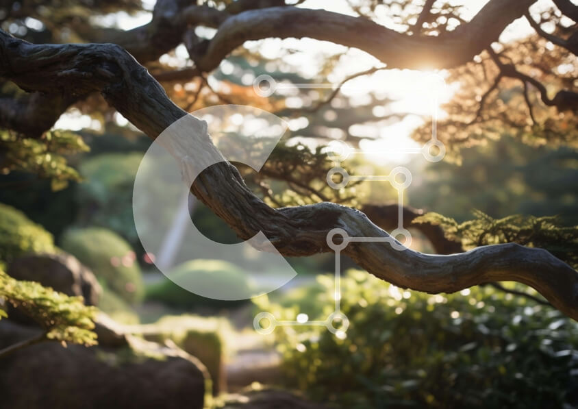 Intra Συλλεκτικό Ξύλινο Παζλ Plywood  4mm - Ήσυχη σκηνή της φύσης με κλαδί δέντρου και φως του ήλιου Σε Ξύλινο Κουτί - Διαστάσεις: 10x10 cm – 25 κομμάτια