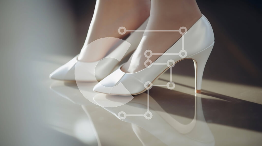 Intra Συλλεκτικό Ξύλινο Παζλ Plywood  4mm - Γυναίκα με λευκά ψηλοτάκουνα παπούτσια που στέκονται στο ανακλαστικό πάτωμα Σε Ξύλινο Κουτί - Διαστάσεις Puzzle: 10x10 cm – 25 κομμάτια