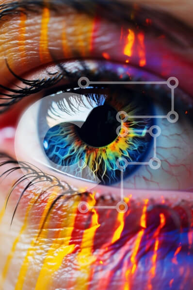 Intra Συλλεκτικό Ξύλινο Παζλ Plywood  4mm - Γυναικείο μάτι με πολύχρωμη μπογιά Σε Ξύλινο Κουτί - Διαστάσεις Puzzle: 10x10 cm – 25 κομμάτια