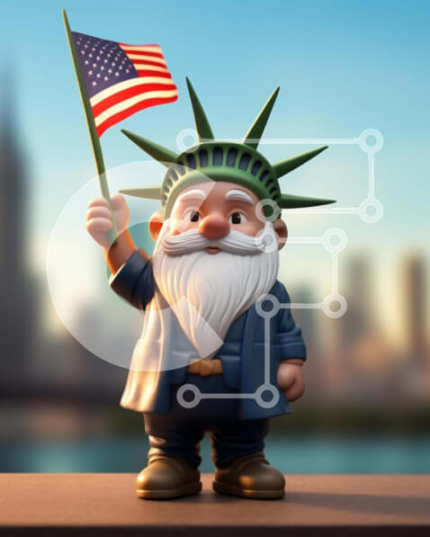 Intra Συλλεκτικό Ξύλινο Παζλ Plywood  4mm - Παιχνίδι άγαλμα της ελευθερίας με αμερικανική σημαία Σε Ξύλινο Κουτί - Διαστάσεις Puzzle: 10x10 cm – 25 κομμάτια