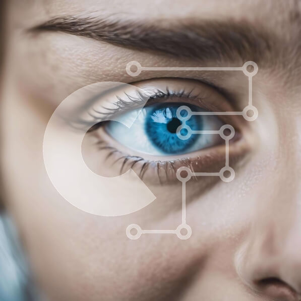 Σετ των 2 Intra Συλλεκτικό Ξύλινο Παζλ Plywood  4mm - Κοντινό πλάνο του ματιού μιας γυναίκας με φωτεινά μπλε μάτια Σε Ξύλινο Κουτί - Διαστάσεις: 10x10 cm – 25 κομμάτια