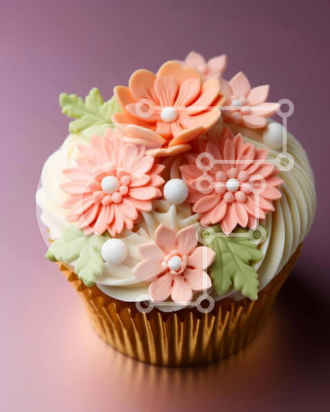 Σετ των 2 Intra Συλλεκτικό Ξύλινο Παζλ Plywood  4mm - Πολύχρωμο cupcake με διακοσμητικά λουλουδιών Σε Ξύλινο Κουτί - Διαστάσεις: 10x10 cm – 25 κομμάτια