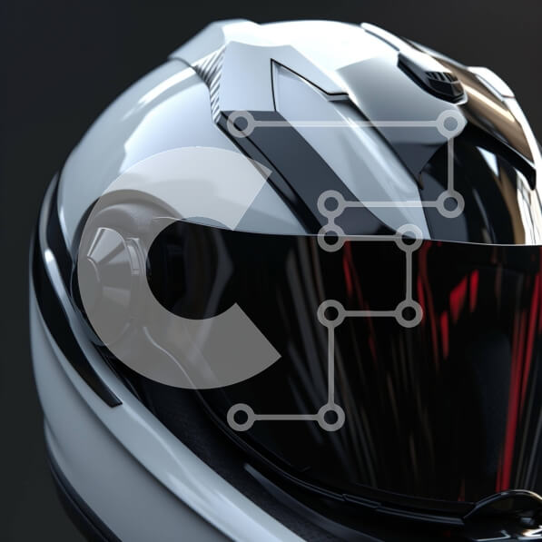 Intra Συλλεκτικό Ξύλινο Παζλ Plywood  4mm - Κράνος μοτοσικλέτας υψηλής ποιότητας λευκό και μαύρο Σε Ξύλινο Κουτί - Διαστάσεις Puzzle: 10x10 cm – 25 κομμάτια