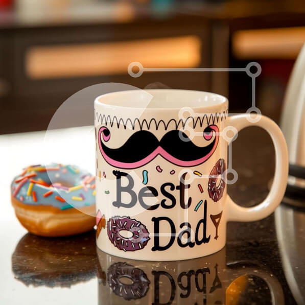 Intra Συλλεκτικό Ξύλινο Παζλ Plywood  4mm - Καλύτερη κούπα και ντόνατς καφέ Dad Σε Ξύλινο Κουτί - Διαστάσεις Puzzle: 10x10 cm – 25 κομμάτια