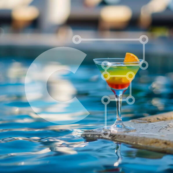 Σετ των 2 Intra Συλλεκτικό Ξύλινο Παζλ Plywood  4mm - Ποτήρι κοκτέιλ στην πισίνα με φέτα πορτοκαλιού Σε Ξύλινο Κουτί - Διαστάσεις: 10x10 cm – 25 κομμάτια