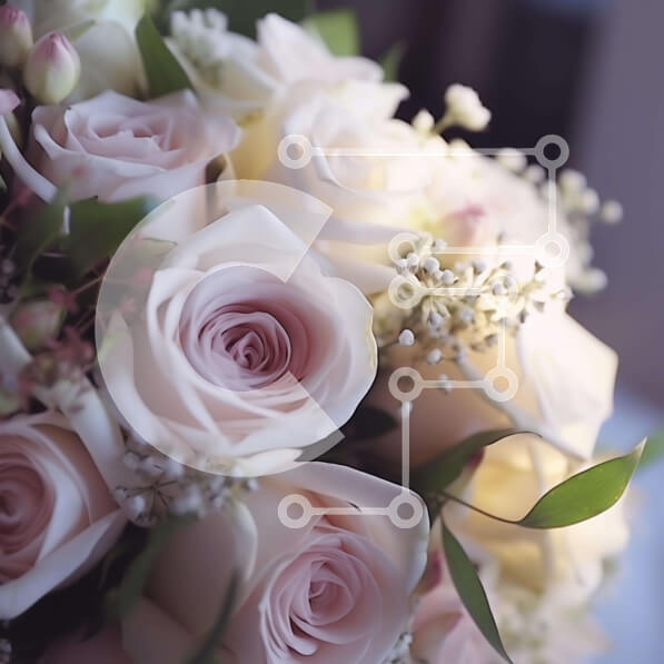 Σετ των 2 Intra Συλλεκτικό Ξύλινο Παζλ Plywood  4mm - Ροζ και λευκό τριαντάφυλλο μπουκέτο στο τραπέζι Σε Ξύλινο Κουτί - Διαστάσεις: 10x10 cm – 25 κομμάτια