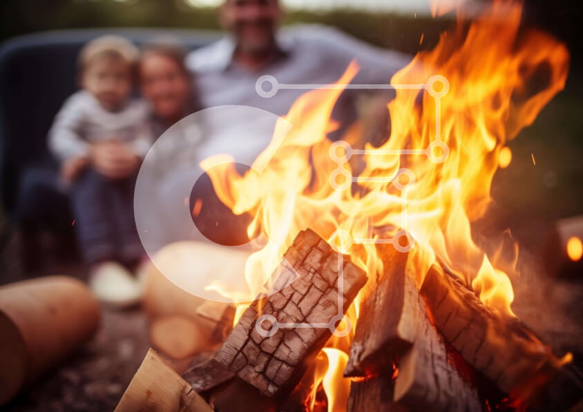 Intra Συλλεκτικό Ξύλινο Παζλ Plywood  4mm - Οικογενειακό Κάμπινγκ Ταξίδι γύρω από τη φωτιά Σε Ξύλινο Κουτί - Διαστάσεις Puzzle: 10x10 cm – 25 κομμάτια