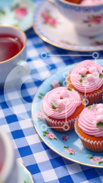 Intra Συλλεκτικό Ξύλινο Παζλ Plywood  4mm - Ροζ cupcakes και σκηνή καφέ Σε Ξύλινο Κουτί - Διαστάσεις: 10x10 cm – 25 κομμάτια