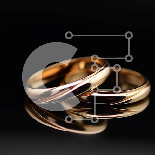 Σετ των 2 Intra Συλλεκτικό Ξύλινο Παζλ Plywood  4mm - Κομψές χρυσές βέρες σε μαύρο φόντο Σε Ξύλινο Κουτί - Διαστάσεις: 10x10 cm – 25 κομμάτια