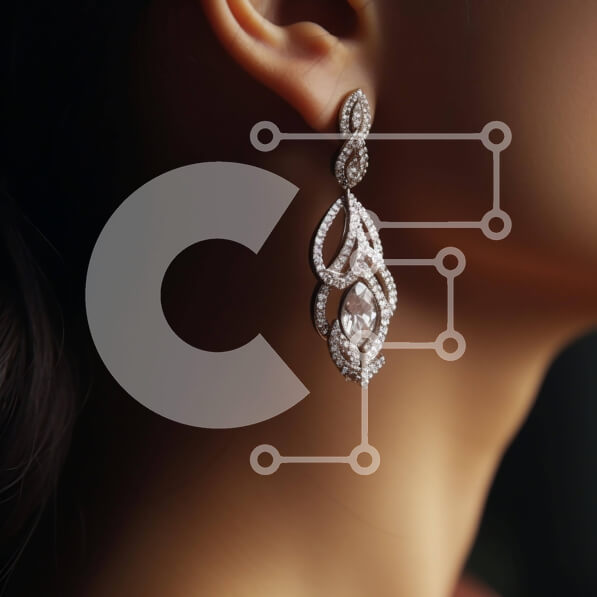 Σετ των 2 Intra Συλλεκτικό Ξύλινο Παζλ Plywood  4mm - Εξαιρετικά σκουλαρίκια με διαμάντια και πολύτιμους λίθους για ειδικές περιστάσεις Σε Ξύλινο Κουτί - Διαστάσεις: 10x10 cm – 25 κομμάτια