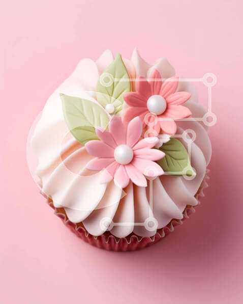 Σετ των 2 Intra Συλλεκτικό Ξύλινο Παζλ Plywood  4mm - Λαχταριστό Cupcake με ροζ λουλούδια και πράσινα φύλλα Σε Ξύλινο Κουτί - Διαστάσεις: 10x10 cm – 25 κομμάτια