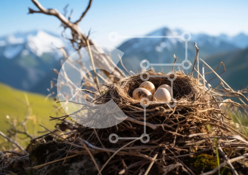 Intra Συλλεκτικό Ξύλινο Παζλ Plywood  4mm - Φωλιά πουλιών στην κορυφή του βουνού Σε Ξύλινο Κουτί - Διαστάσεις: 10x10 cm – 25 κομμάτια