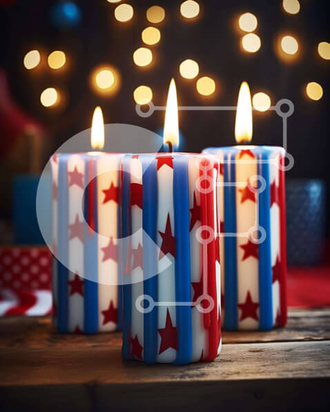 Intra Συλλεκτικό Ξύλινο Παζλ Plywood  4mm - Πατριωτικά κεριά για τον εορτασμό της 4ης Ιουλίου Σε Ξύλινο Κουτί - Διαστάσεις: 10x10 cm – 25 κομμάτια