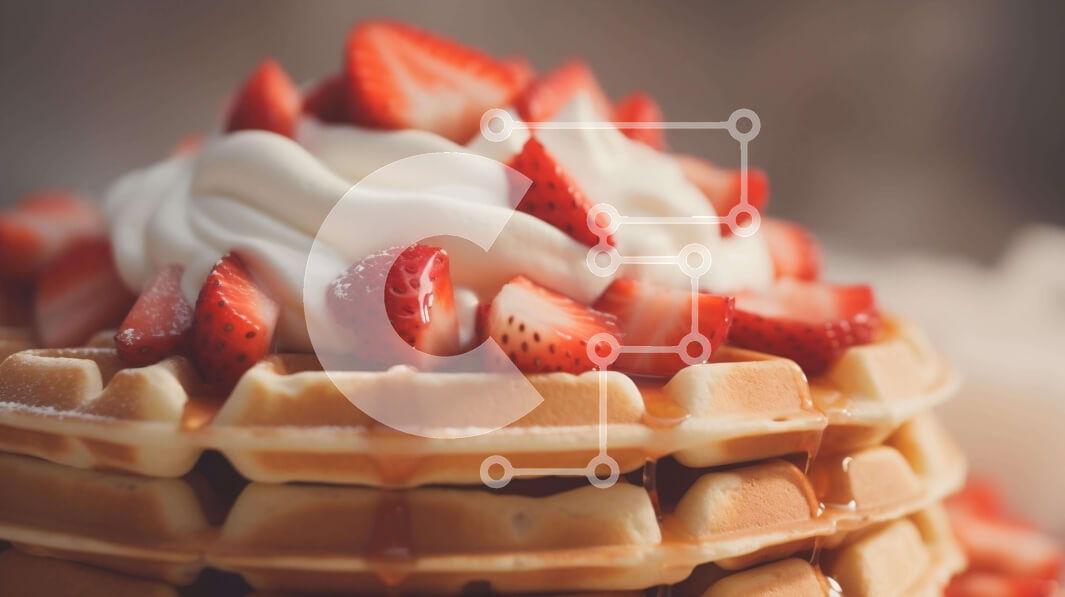 Σετ των 2 Intra Συλλεκτικό Ξύλινο Παζλ Plywood  4mm - Στοίβα βάφλες με σαντιγί και φρέσκα φρούτα Σε Ξύλινο Κουτί - Διαστάσεις: 10x10 cm – 25 κομμάτια