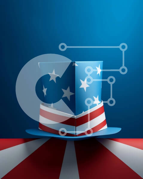 Intra Συλλεκτικό Ξύλινο Παζλ Plywood  4mm - Πατριωτικό καπέλο σε φόντο αμερικανικής σημαίας Σε Ξύλινο Κουτί - Διαστάσεις: 10x10 cm – 25 κομμάτια