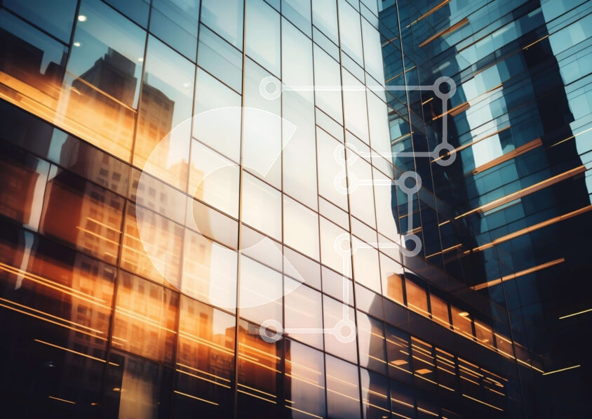 Intra Συλλεκτικό Ξύλινο Παζλ Plywood  4mm - Αστικό αστικό τοπίο με ψηλά κτίρια και γυάλινα παράθυρα Σε Ξύλινο Κουτί - Διαστάσεις Puzzle: 10x10 cm – 25 κομμάτια