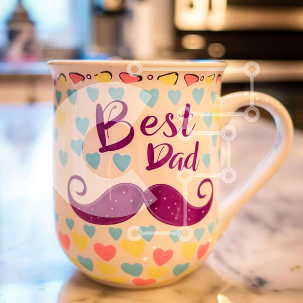 Intra Συλλεκτικό Ξύλινο Παζλ Plywood  4mm - Κούπα καφέ με μουστάκι και καρδιές Σε Ξύλινο Κουτί - Διαστάσεις Puzzle: 10x10 cm – 25 κομμάτια