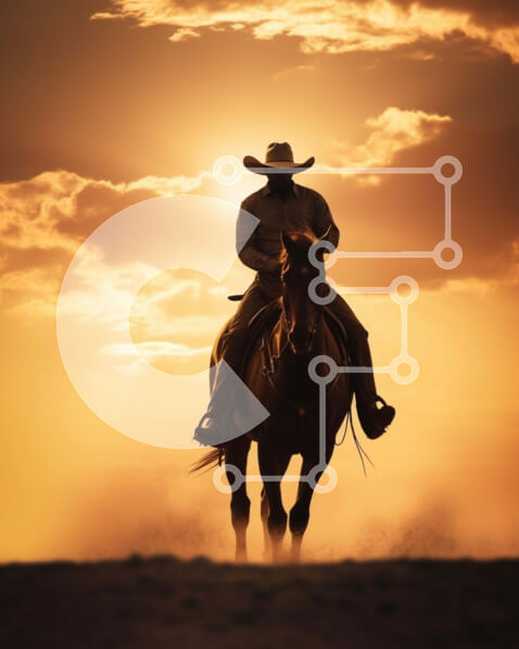 Intra Συλλεκτικό Ξύλινο Παζλ Plywood  4mm - Καουμπόη ιππασία με άλογο στην έρημο στο ηλιοβασίλεμα Σε Ξύλινο Κουτί - Διαστάσεις Puzzle: 10x10 cm – 25 κομμάτια