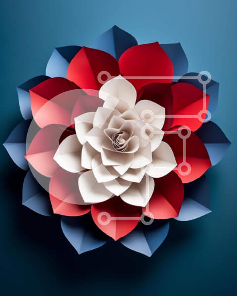 Intra Συλλεκτικό Ξύλινο Παζλ Plywood  4mm - Πατριωτικό λουλούδι από χαρτί Σε Ξύλινο Κουτί - Διαστάσεις Puzzle: 10x10 cm – 25 κομμάτια