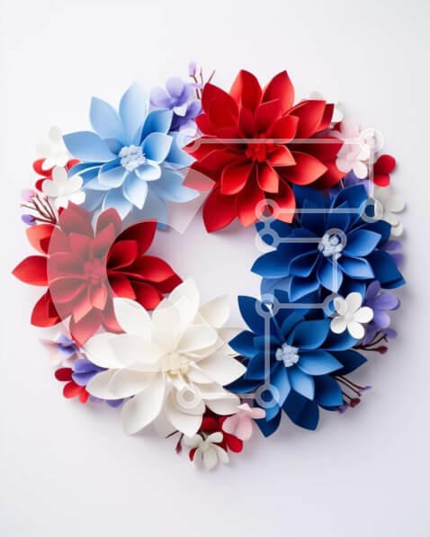 Intra Συλλεκτικό Ξύλινο Παζλ Plywood  4mm - Πατριωτικό στεφάνι με χρώματα αμερικανικής σημαίας Σε Ξύλινο Κουτί - Διαστάσεις: 10x10 cm – 25 κομμάτια