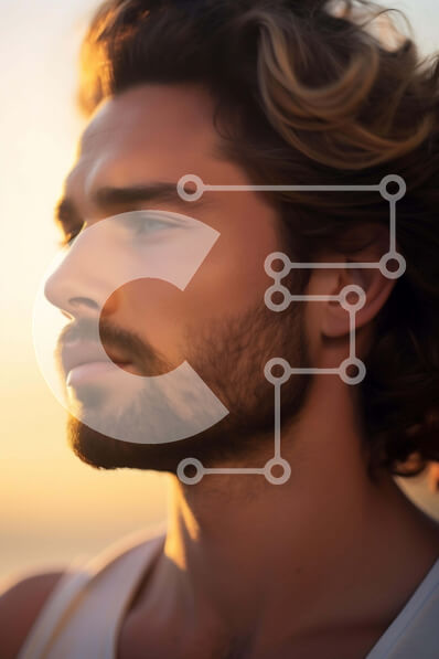 Intra Συλλεκτικό Ξύλινο Παζλ Plywood  4mm - Άνθρωπος με μακριά σγουρά μαλλιά που στοχάζεται Σε Ξύλινο Κουτί - Διαστάσεις Puzzle: 10x10 cm – 25 κομμάτια