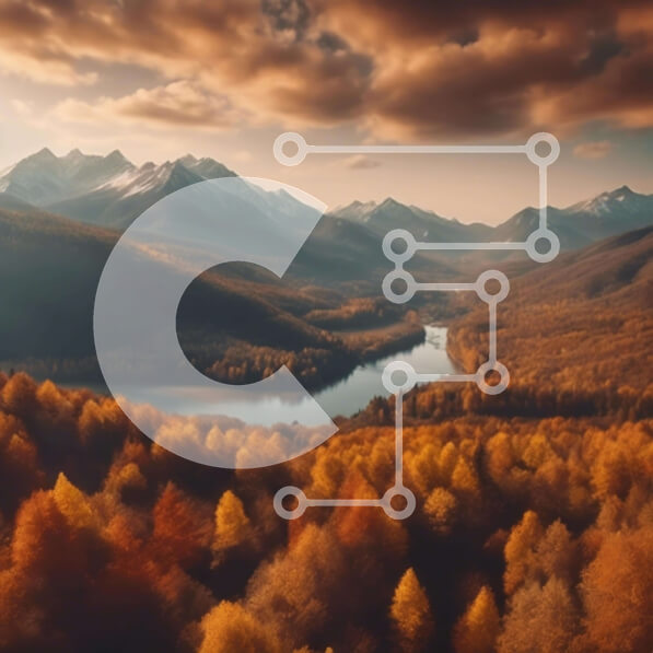 Intra Συλλεκτικό Ξύλινο Παζλ Plywood  4mm - Εναέρια άποψη του ζωηρόχρωμου ορεινού τοπίου με τους καταρράκτες Σε Ξύλινο Κουτί - Διαστάσεις: 10x10 cm – 25 κομμάτια