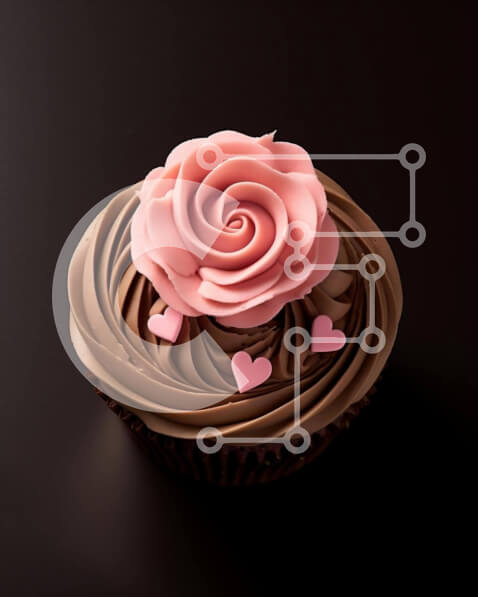 Σετ των 2 Intra Συλλεκτικό Ξύλινο Παζλ Plywood  4mm - Cupcake με ροζ τριαντάφυλλα και καρδιές Σε Ξύλινο Κουτί - Διαστάσεις: 10x10 cm – 25 κομμάτια