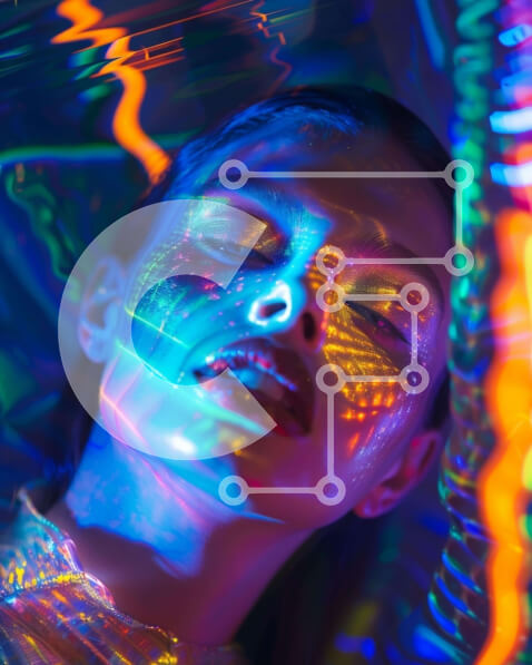 Intra Συλλεκτικό Ξύλινο Παζλ Plywood  4mm - Γυναίκα που αναπαύεται στα πολύχρωμα φώτα Σε Ξύλινο Κουτί - Διαστάσεις Puzzle: 10x10 cm – 25 κομμάτια