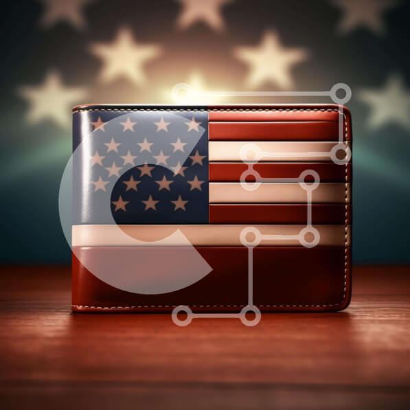 Intra Συλλεκτικό Ξύλινο Παζλ Plywood  4mm - Πορτοφόλι με αμερικανική σημαία σε ξύλινο τραπέζι Σε Ξύλινο Κουτί - Διαστάσεις: 10x10 cm – 25 κομμάτια