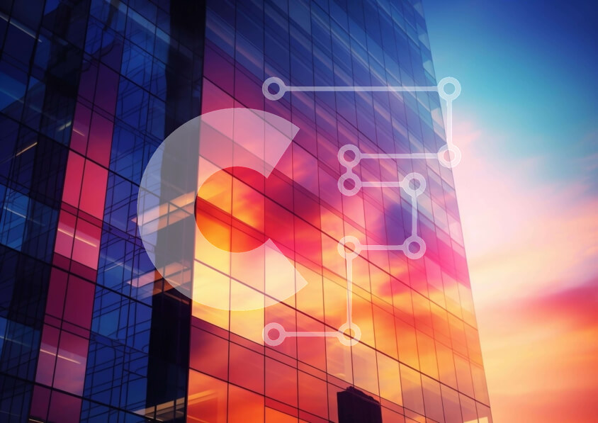 Intra Συλλεκτικό Ξύλινο Παζλ Plywood  4mm - Ψηλό κτίριο με πολύχρωμα γυάλινα παράθυρα στο ηλιοβασίλεμα Σε Ξύλινο Κουτί - Διαστάσεις Puzzle: 10x10 cm – 25 κομμάτια