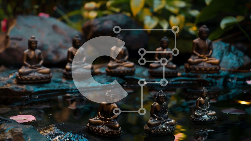 Intra Συλλεκτικό Ξύλινο Παζλ Plywood  4mm - Αγάλματα του Βούδα στη λίμνη Σε Ξύλινο Κουτί - Διαστάσεις Puzzle: 10x10 cm – 25 κομμάτια