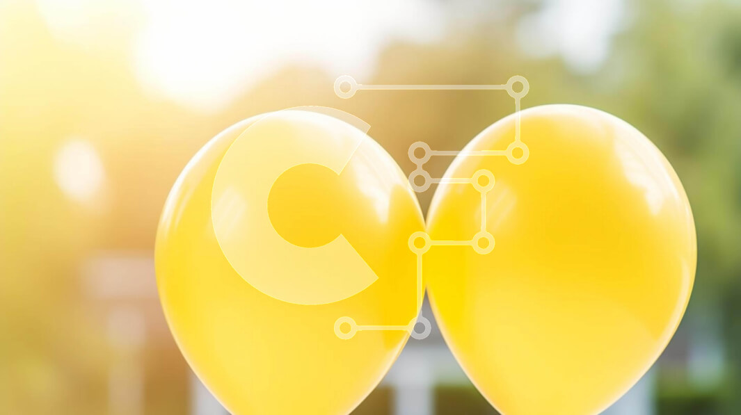 Intra Συλλεκτικό Ξύλινο Παζλ Plywood  4mm - Δύο κίτρινα μπαλόνια δεμένα μαζί Σε Ξύλινο Κουτί - Διαστάσεις Puzzle: 10x10 cm – 25 κομμάτια