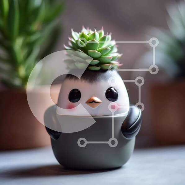 Intra Συλλεκτικό Ξύλινο Παζλ Plywood  4mm - Αξιολάτρευτη ζαρντινιέρα σε σχήμα πιγκουίνου με φυτά σε γλάστρες Σε Ξύλινο Κουτί - Διαστάσεις: 10x10 cm – 25 κομμάτια