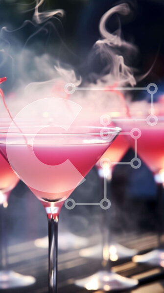 Intra Συλλεκτικό Ξύλινο Παζλ Plywood  4mm - Ομάδα από ποτήρια ροζ Martini με καπνό Σε Ξύλινο Κουτί - Διαστάσεις: 10x10 cm – 25 κομμάτια