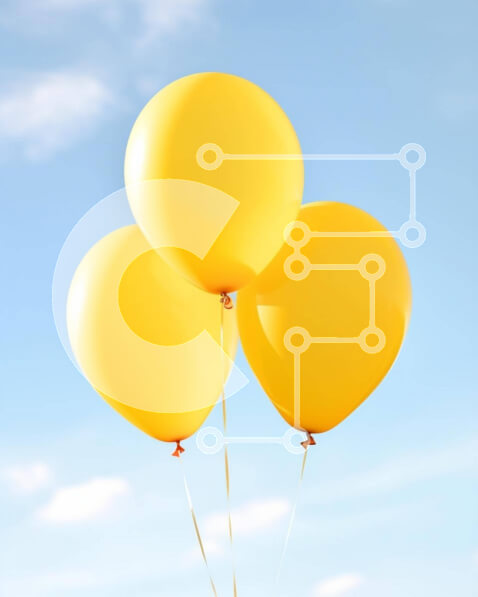 Intra Συλλεκτικό Ξύλινο Παζλ Plywood  4mm - Κίτρινα μπαλόνια που επιπλέουν στον αέρα Σε Ξύλινο Κουτί - Διαστάσεις: 10x10 cm – 25 κομμάτια