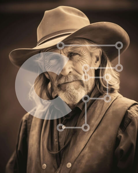 Intra Συλλεκτικό Ξύλινο Παζλ Plywood  4mm - Ηλικιωμένος με καπέλο και γιλέκο καουμπόη Σε Ξύλινο Κουτί - Διαστάσεις Puzzle: 10x10 cm – 25 κομμάτια