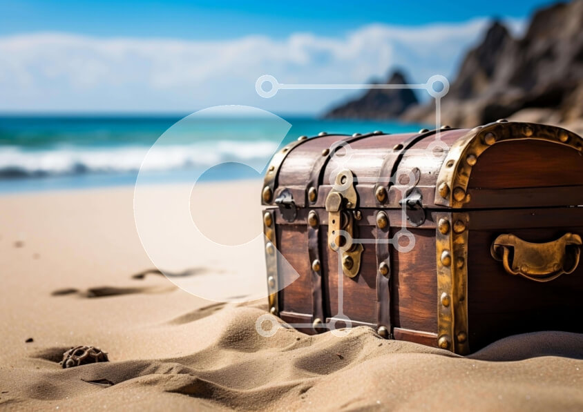 Intra Συλλεκτικό Ξύλινο Παζλ Plywood  4mm - Παλιός κορμός στην αμμώδη παραλία κοντά στον ωκεανό Σε Ξύλινο Κουτί - Διαστάσεις: 10x10 cm – 25 κομμάτια