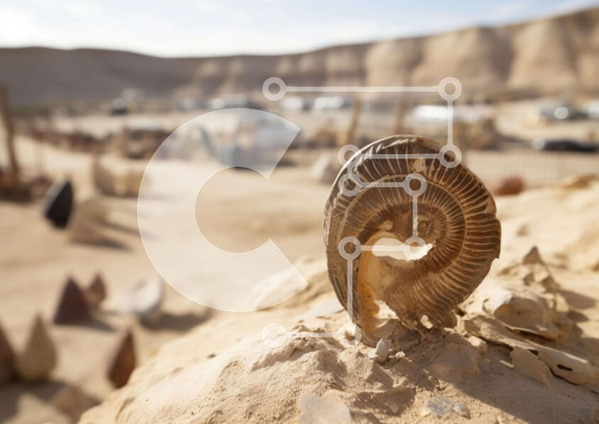 Intra Συλλεκτικό Ξύλινο Παζλ Plywood  4mm - Ανακάλυψη απολιθωμάτων αμμωνίτη στην έρημο Σε Ξύλινο Κουτί - Διαστάσεις: 10x10 cm – 25 κομμάτια