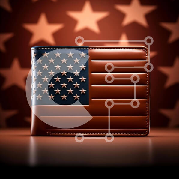 Intra Συλλεκτικό Ξύλινο Παζλ Plywood  4mm - Δερμάτινο πορτοφόλι με σχέδιο αμερικανικής σημαίας Σε Ξύλινο Κουτί - Διαστάσεις: 10x10 cm – 25 κομμάτια