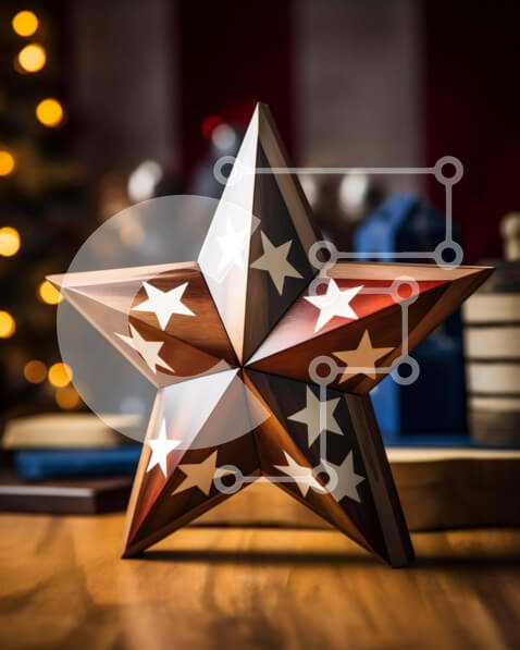 Intra Συλλεκτικό Ξύλινο Παζλ Plywood  4mm - Ξύλινο Διακόσμηση Τραπεζιού Star Σε Ξύλινο Κουτί - Διαστάσεις Puzzle: 10x10 cm – 25 κομμάτια