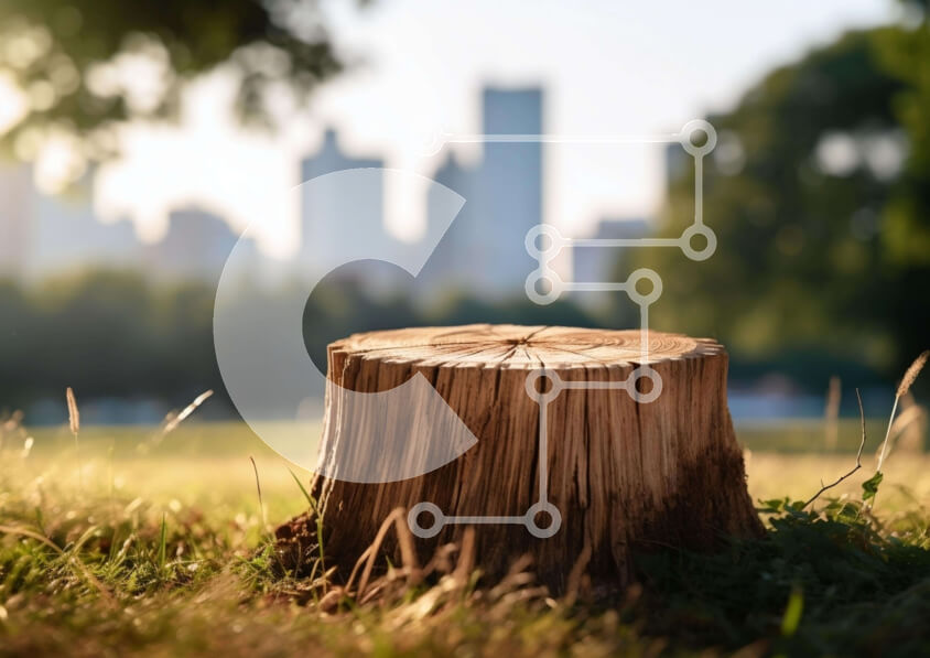 Intra Συλλεκτικό Ξύλινο Παζλ Plywood  4mm - Πρόβλημα δέντρου σε χορταριασμένη περιοχή με τον ορίζοντα της πόλης Σε Ξύλινο Κουτί - Διαστάσεις: 10x10 cm – 25 κομμάτια