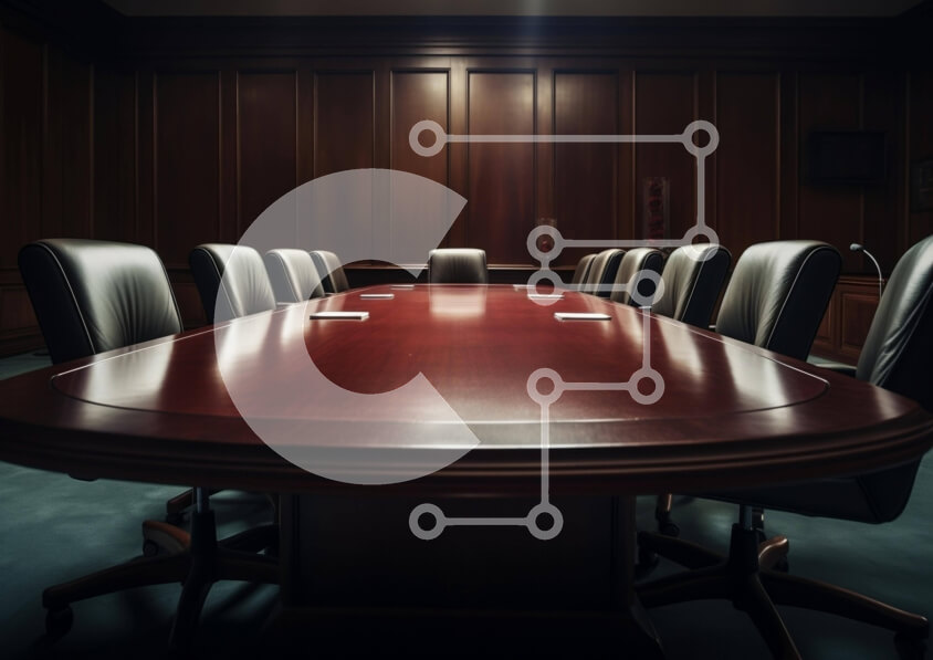 Intra Συλλεκτικό Ξύλινο Παζλ Plywood  4mm - Κενή αίθουσα συσκέψεων με ξύλινο τραπέζι συνεδριάσεων Σε Ξύλινο Κουτί - Διαστάσεις Puzzle: 10x10 cm – 25 κομμάτια