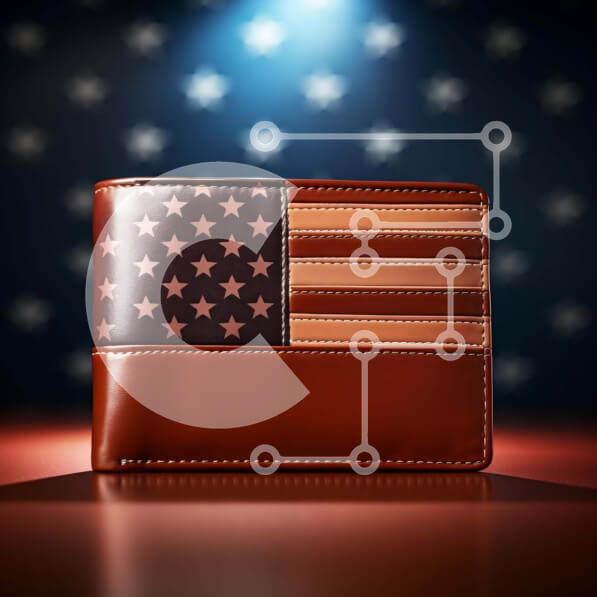 Intra Συλλεκτικό Ξύλινο Παζλ Plywood  4mm - Πατριωτικό πορτοφόλι με μοτίβο αμερικανικής σημαίας Σε Ξύλινο Κουτί - Διαστάσεις: 10x10 cm – 25 κομμάτια