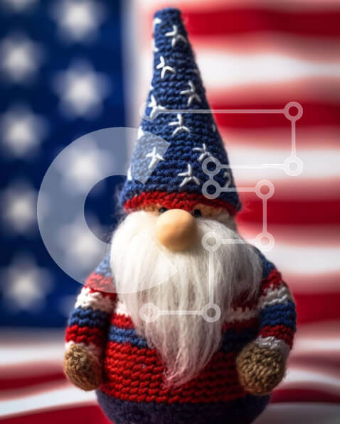 Intra Συλλεκτικό Ξύλινο Παζλ Plywood  4mm - Πατριωτικό πλεκτό Gnome την Ημέρα της Ανεξαρτησίας Σε Ξύλινο Κουτί - Διαστάσεις: 10x10 cm – 25 κομμάτια