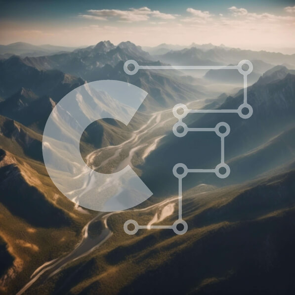 Intra Συλλεκτικό Ξύλινο Παζλ Plywood  4mm - Εναέρια άποψη του ορεινού τοπίου με κοιλάδες και ρέματα Σε Ξύλινο Κουτί - Διαστάσεις: 10x10 cm – 25 κομμάτια